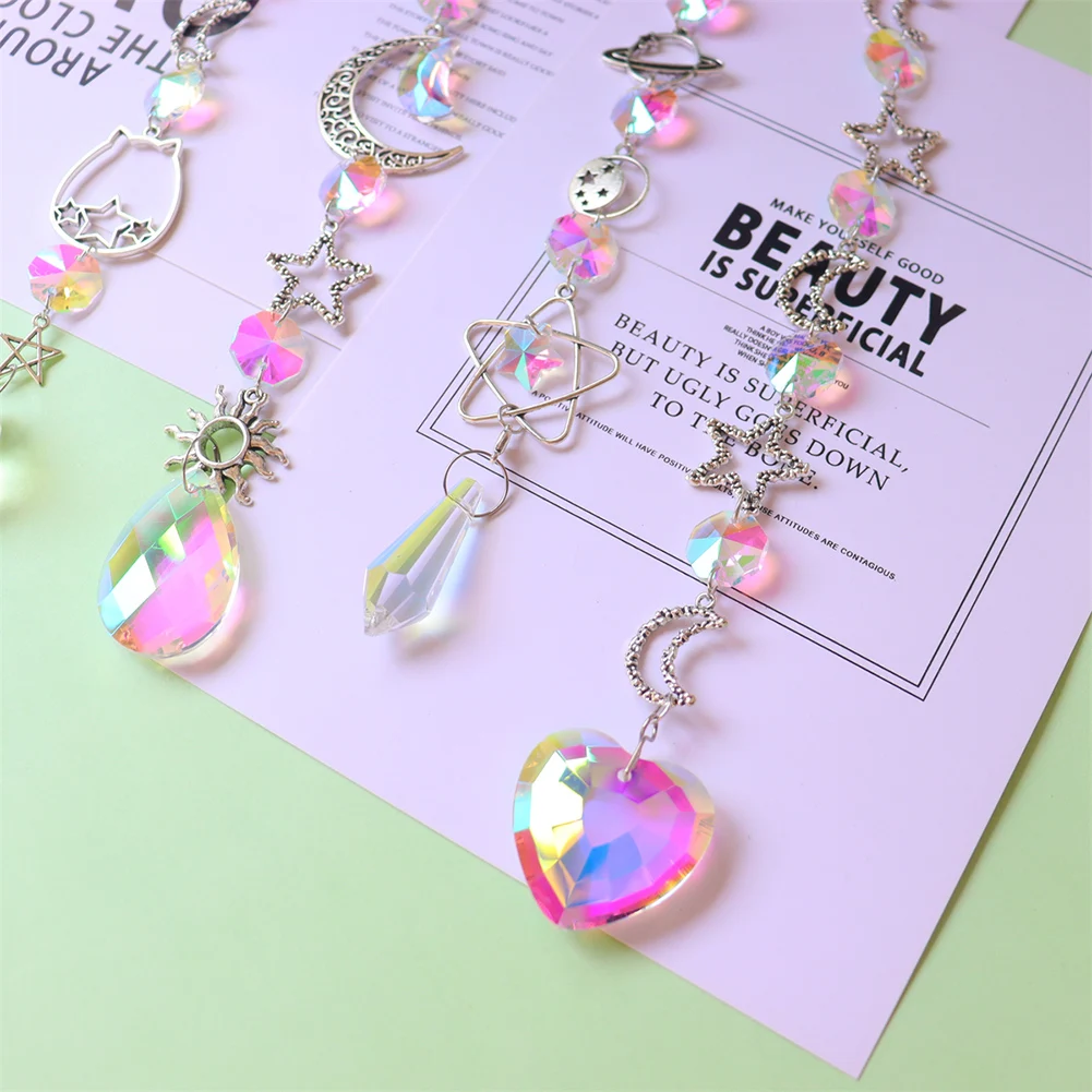 الماس الرياح الرنين الجوف القمر الملونة شنقا زخرفة المنزل فناء الديكور الفني الإبداعية الإضاءة التبعي #5