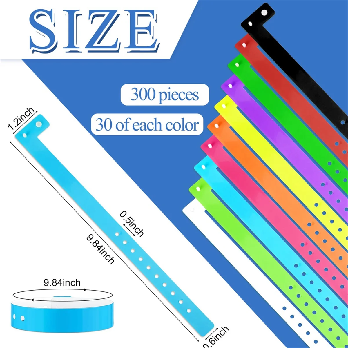 300 Pcs Neon Plastic Wristbands Vinyl Wristband Colorful Wristbands Plastic Bracelet Party Bracelets,Multicolor