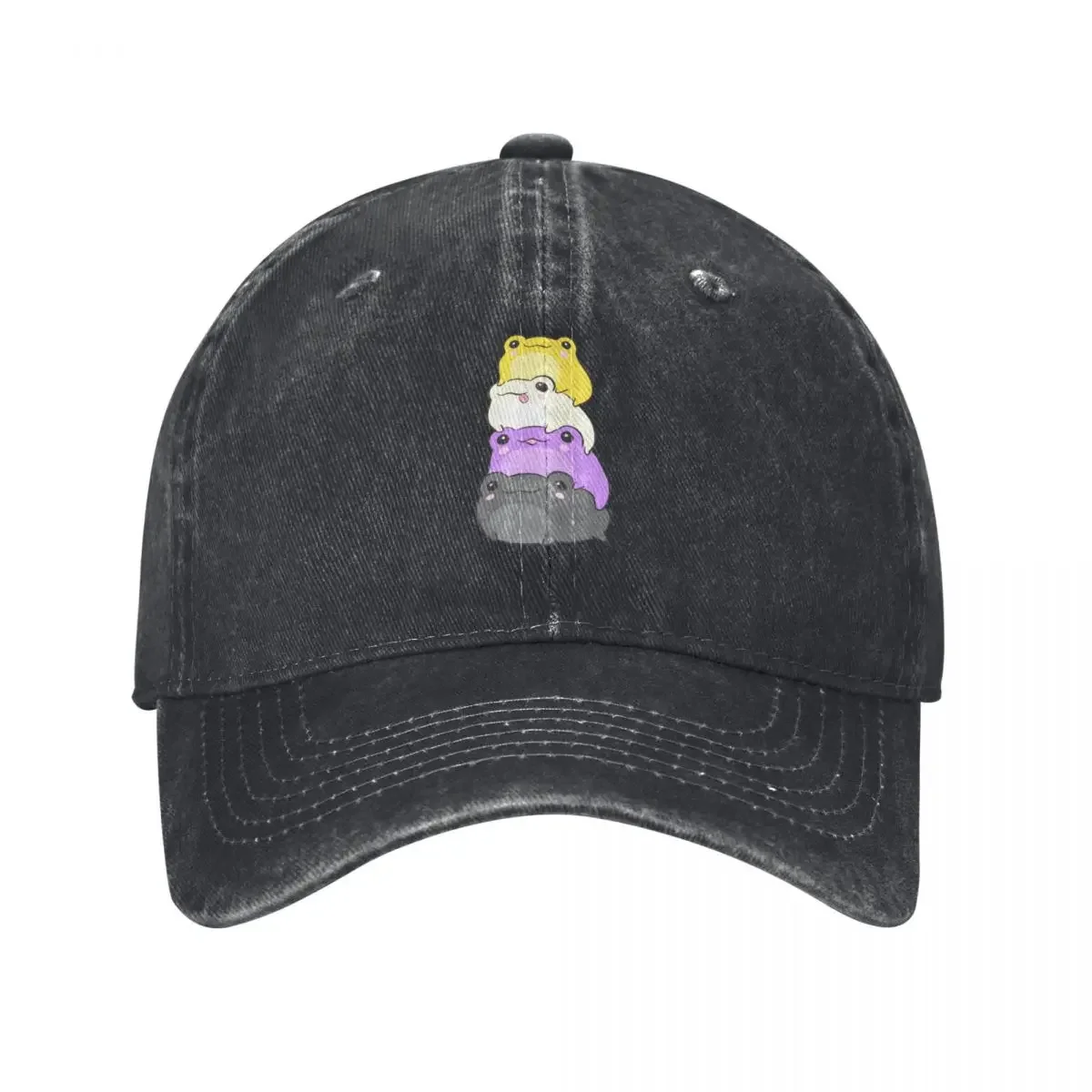 

Nonbinary Pride Frog - Cute Kawaii Aesthetic Frog - Subtle Non-Binary Enby NB Pride Flag Colors Frog Pile Baseball Cap