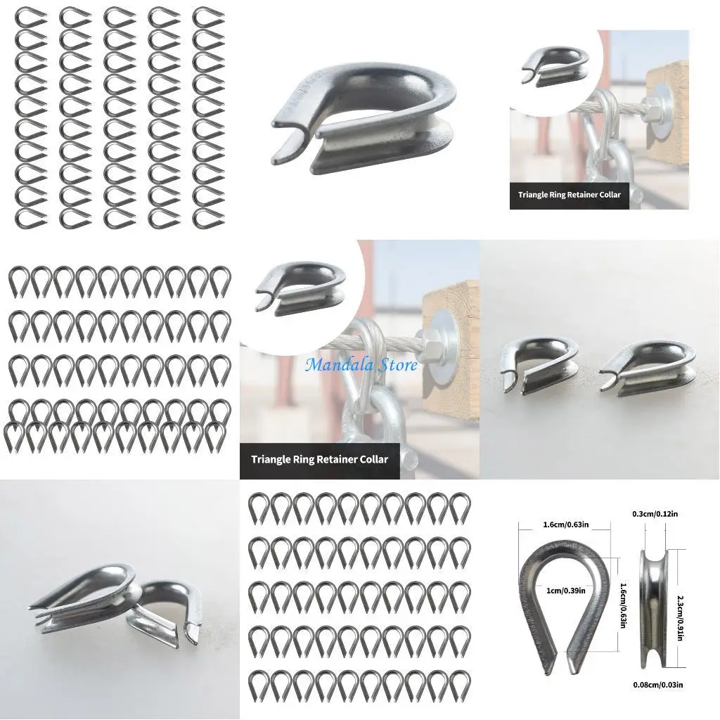 

U2JC 1/8inch Steel Thimble Triangular Stainless Steel Wire Rope Cable Highly load Capacity