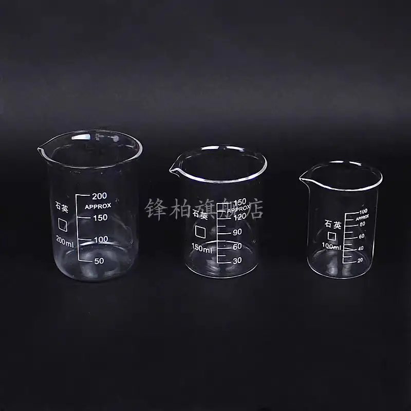 

High purity quartz beaker 10 30 50 100 150 250 500 1000 2000ml graduated measuring cup with excellent high temperature resistanc