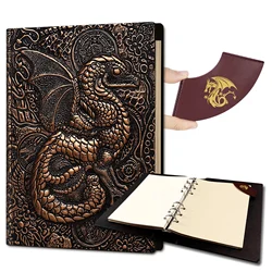 Jornal Campanha DND com 3D Dragons Leather Cover, Dungeons and Dragons D & D Acessórios, Notebook RPG, GM & Jogador