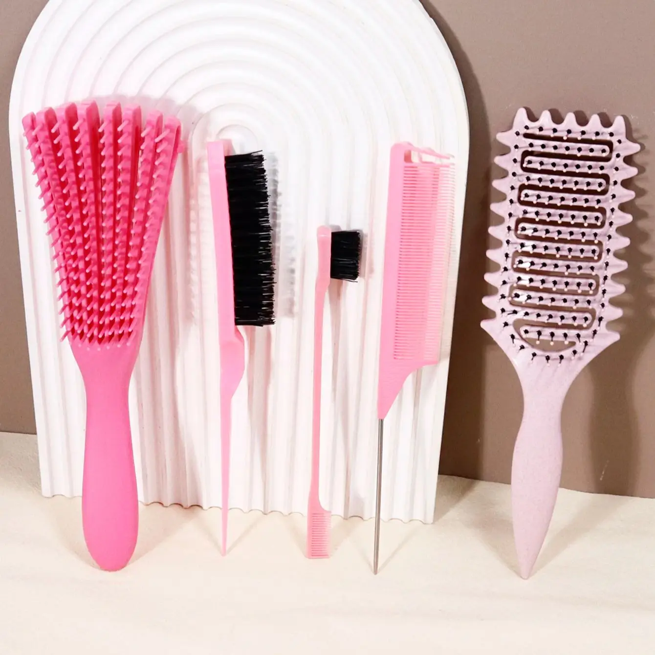 5pcs hair styling set, suitable for home hair salons, anti-static, anti tangling,special for real hair wigs