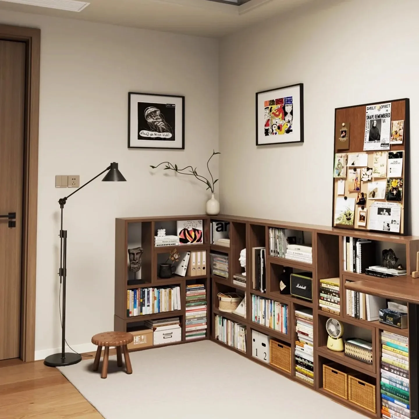 Floor-to-ceiling shelves integrated against the wall Free combination lattice cabinet Home living room corner cabinet