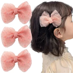 ncmama Fahsion Girls Chiffon Hair Bow Clips for Kids Girls Cute Handmade Lace Bowknote Hairpin Barrettes Korea Hair Accessories