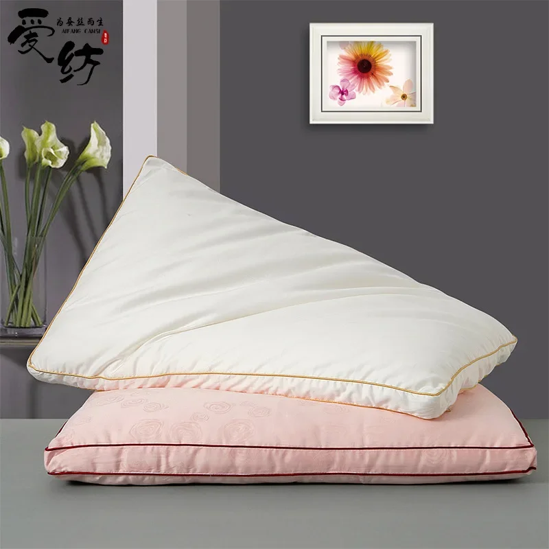 New Pattern Natural Silk Antibacterial Pillow Orthopedic Neck Pillow Hotel Memory Pillow Healthy Sleep Memory Pillow