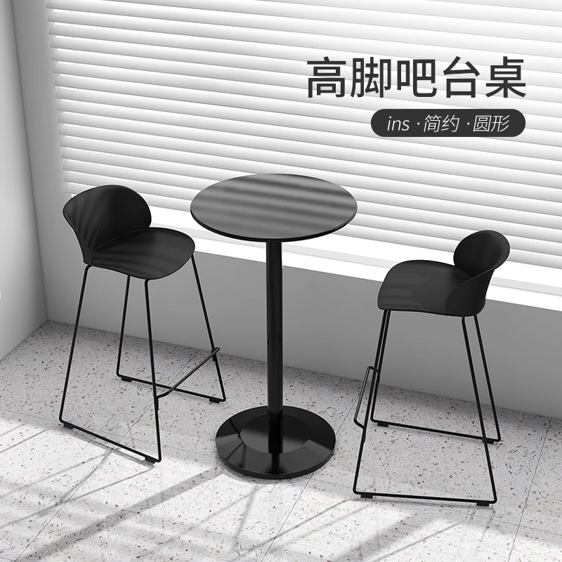 Tall table Round wrought iron balcony Leisure small bar Table and chairs Household