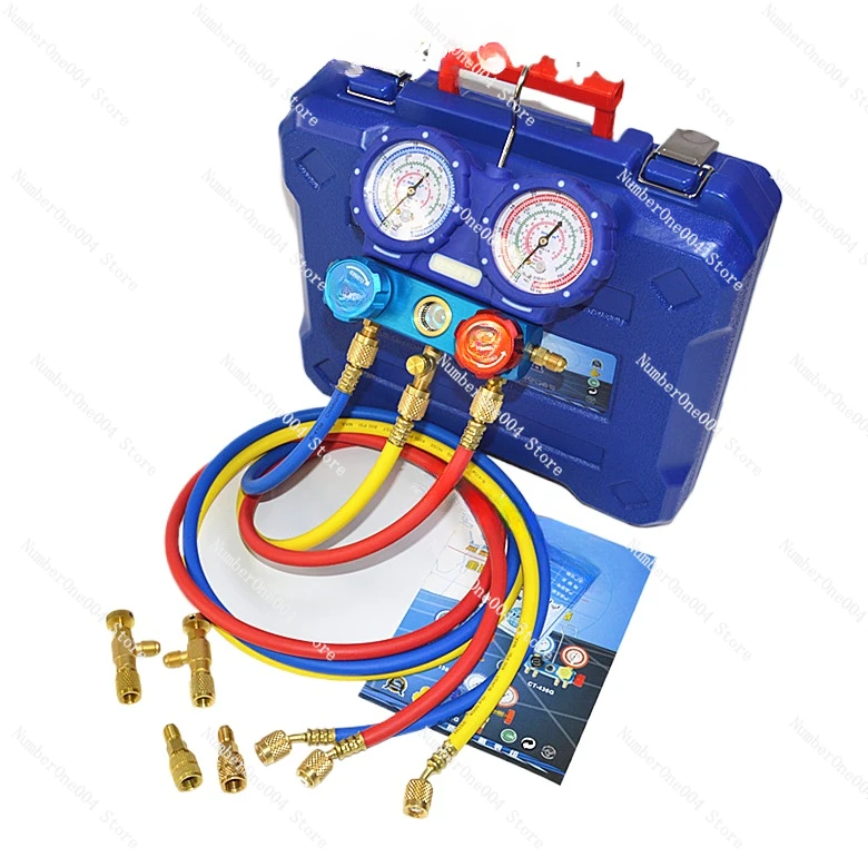 Air Conditioning Fluorometer Set WK-P6002S Precision Anti-CollisionRefrigerant Coolants Pressure GaugeFilling Double Meter R410a