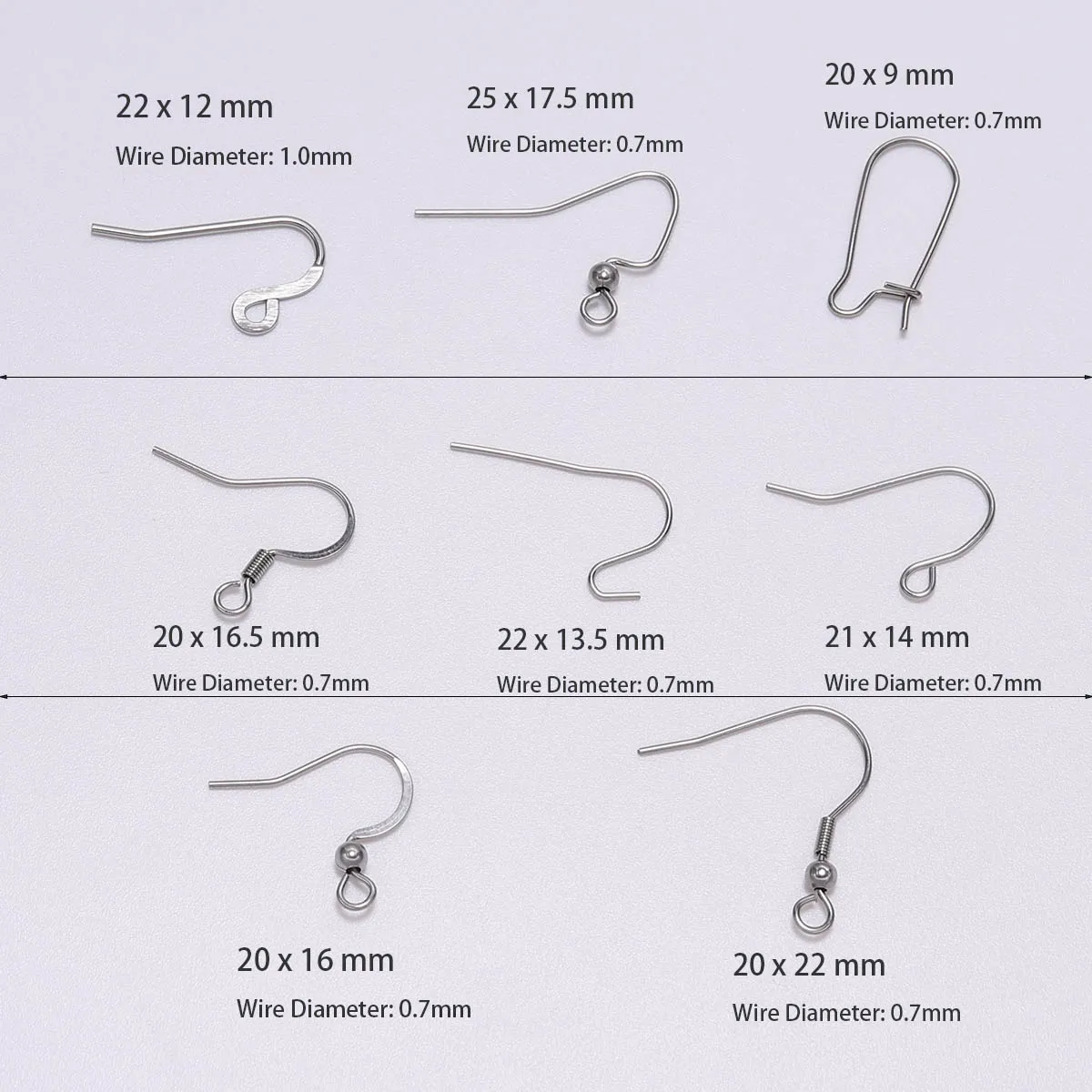 20/50Pcs Hypoallergenic Stainless Steel Ear Hook Ear Wire Clasps for DIY Earring Jewelry Making Supplies Accessories