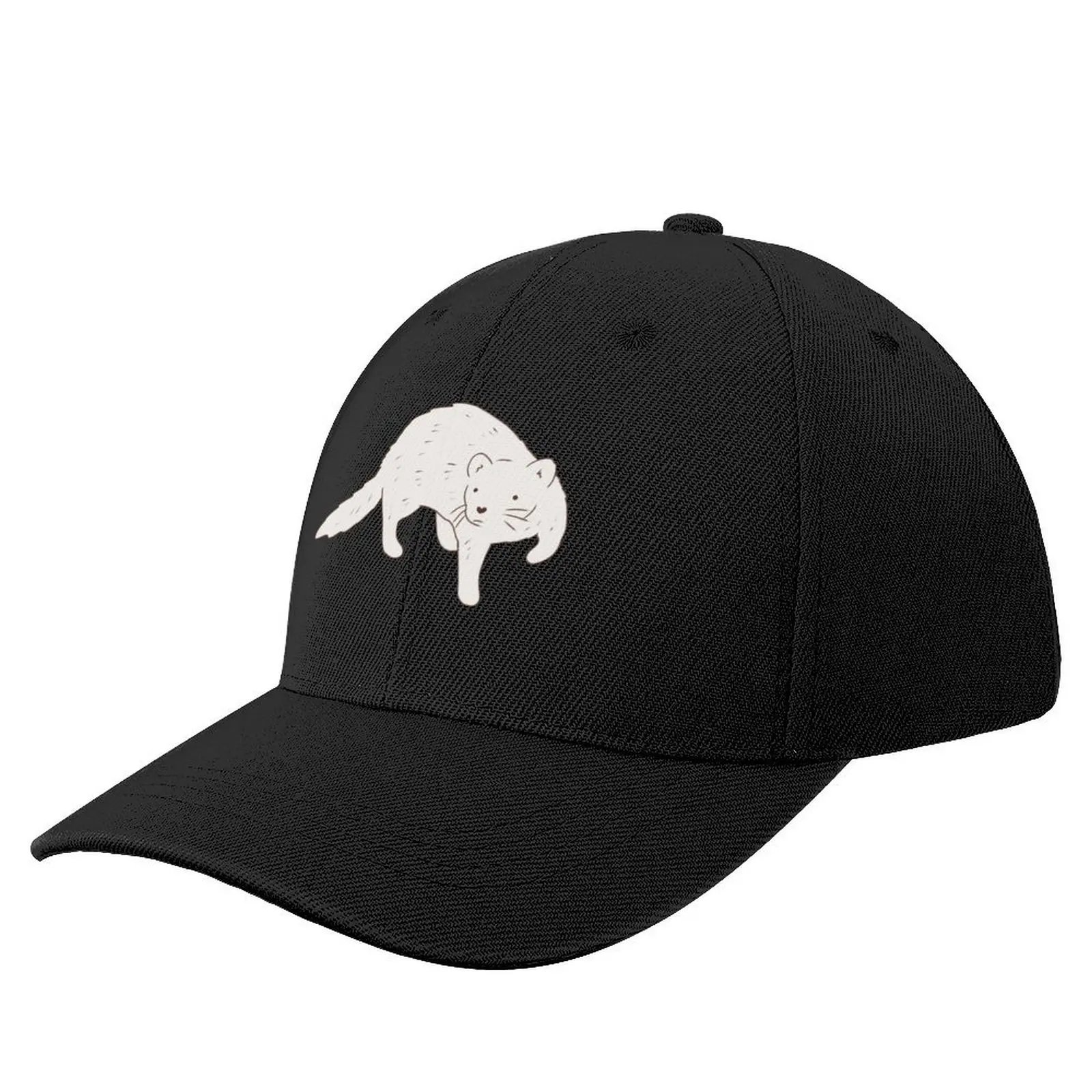 White ferret art Baseball Cap Beach Rugby black Sun Hats For Women Men's