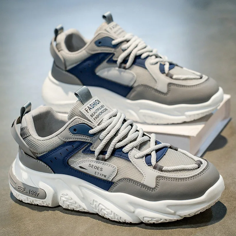 

Дышащие летние кроссовки-сникеры для мужчин с высоким верхом и толстой подошвой, с перфорацией, повседневные спортивные кеды для пар и мужчин