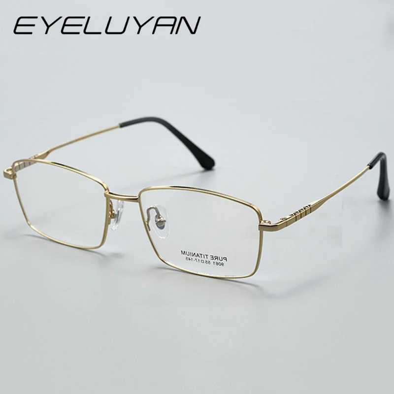 

EYELUYAN Business High Quality 100% Pure Titanium Square Eyewear Fashion Simple Optical Prescription Glasses Frame Men