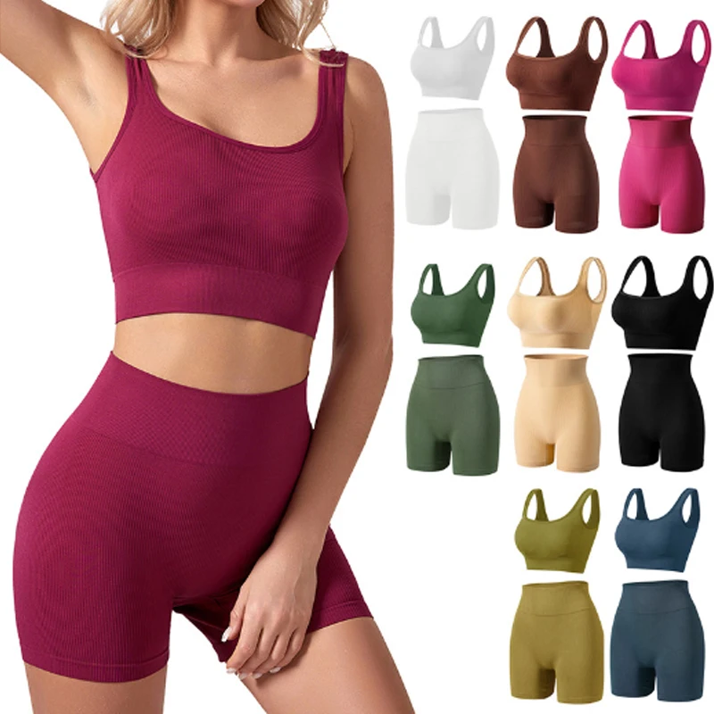 Spice Casual Fitness Yoga Stretch Suits Summer Basics Vest Sexy Shorts Fashion Tracksuit Women's American Slim Fit Elegant Set