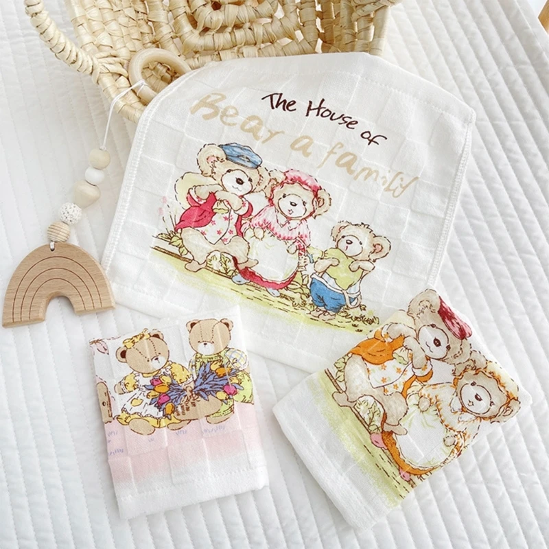 Soft and Absorbent Baby Feeding Bib Infant Saliva Towel Cotton Gauzes Handkerchief for Portable Home and Travel Use D5QA