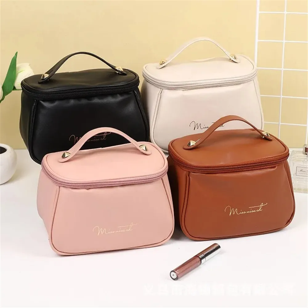 Große, tragbare, hochwertige, wasserdichte Kosmetiktasche für Damen, große PU-Leder-Waschtasche, Reise-Kosmetik-Aufbewahrungstasche – Detail 1