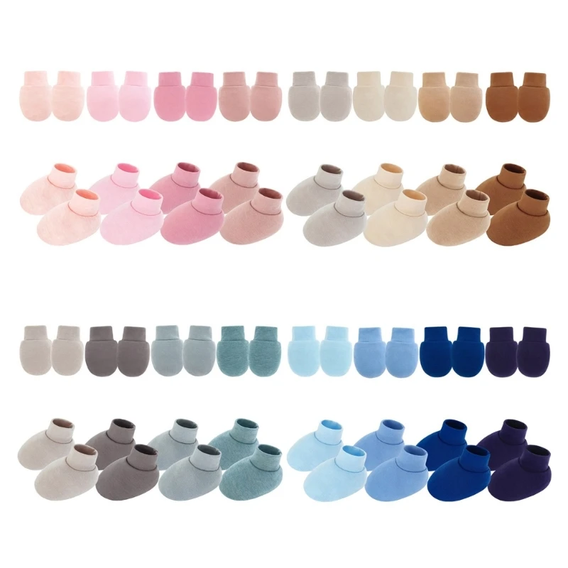 

M76C 1 Set Neworns Baby Mitts и носки для ног Set Solid Color Elastic Not Scratch Design Deash Gift для Preemie
