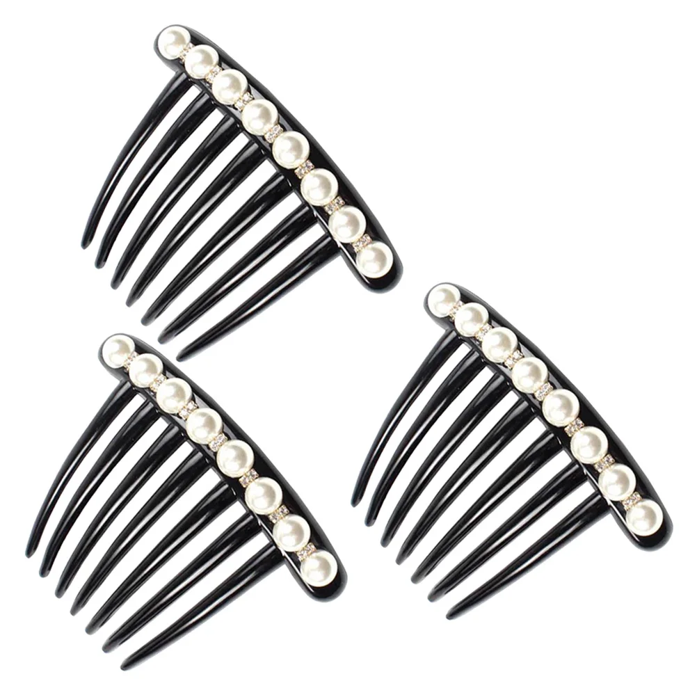 

3pcs Slip Hair Clips Elegant Elegant Hairpin Pearls Combs Fashion Wedding Accessories Bridal Party Headdress Rhinestone