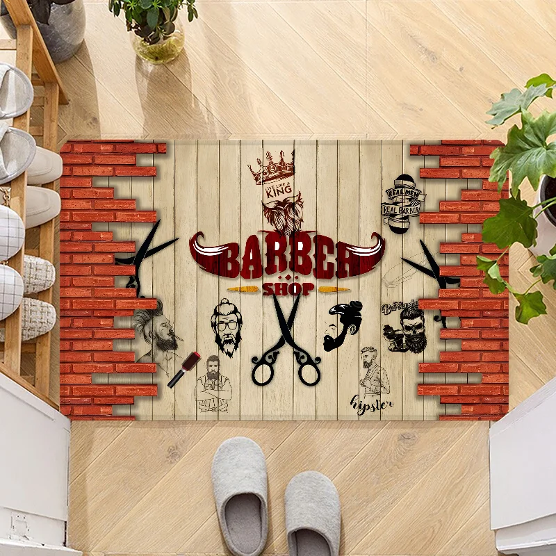 

Barber Shop Door Mat Entrance Non-slip Doormat Washable Kitchen Carpet Hallway Rugs Bathroom Bath Door Mats