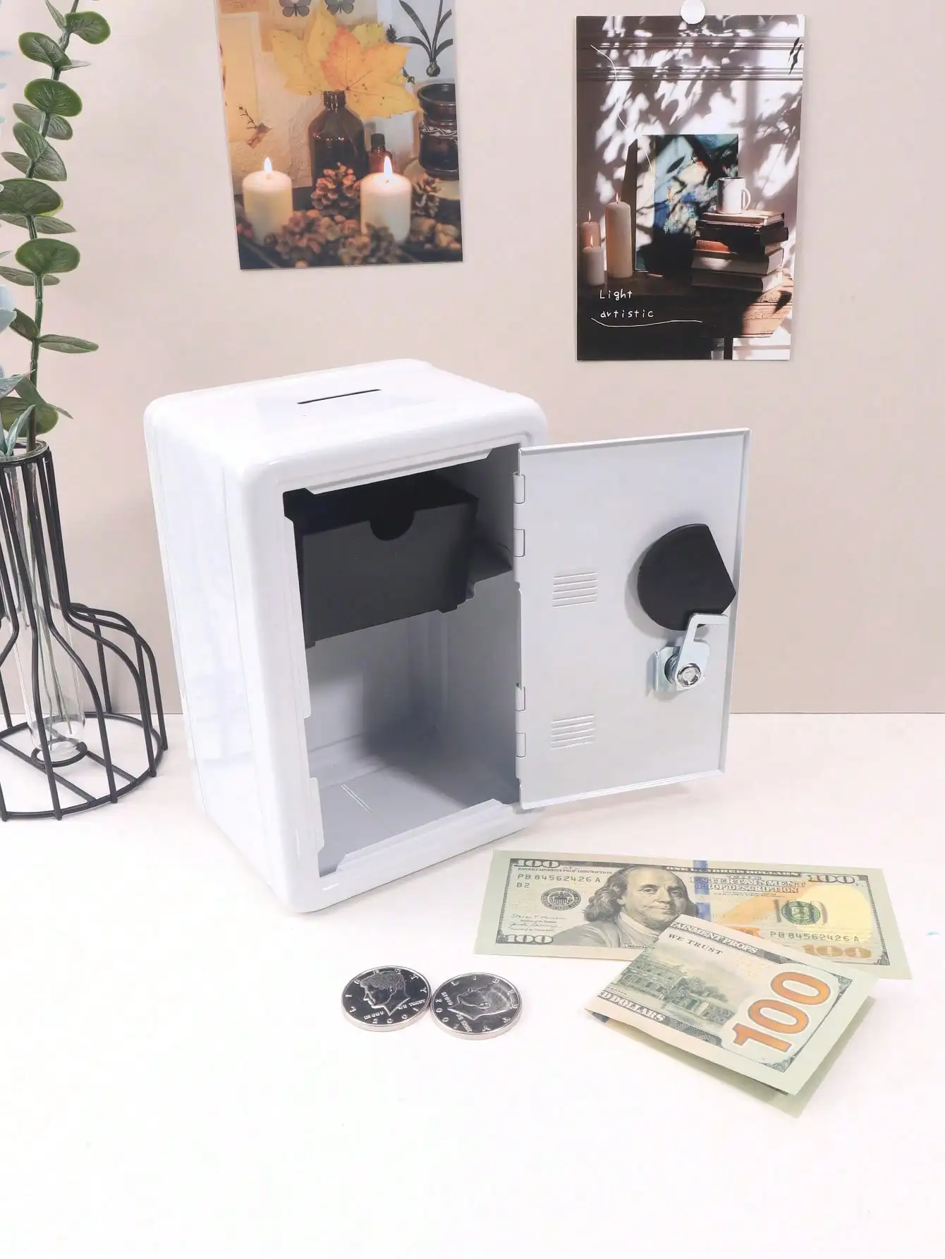 Mini Locker Small Storage Box Piggy Bank With Combination Lock And Key, Home, Personal For Home Documents, Money Jewelry