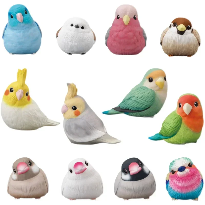 Original Genuine Simulation Cute Kawaii Little Figurine Handheld Birds Sparrow Parrot Ornaments Toys 1R Collect