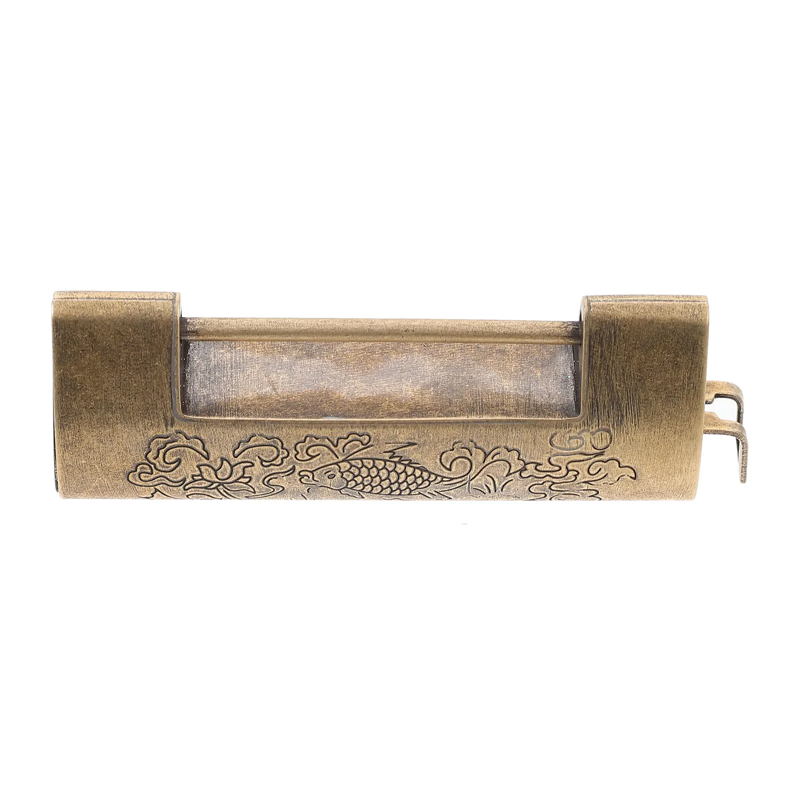 

Retro Copper Lock Engraved Padlock Decorative Chinese Style Vintage Key Furniture Closet Box Door Hardware