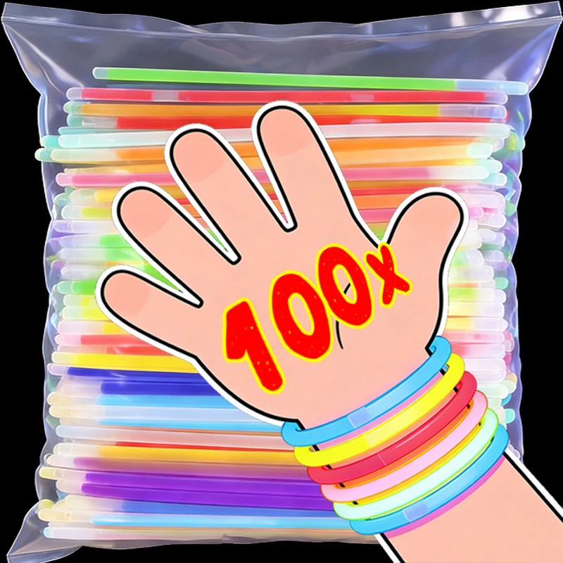 Barras Luminosas Multicolores con Conector, Barras Fluorescentes Flexibles para DIY, Pulseras y Collares Brillantes para Decoración de Fiestas y Regalos