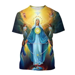 Summer New Men's Top 3D Printed Jesus Pattern Fashion Trend Popular Comfortable Short Sleeve Casual Plus Size Round Neck T-shirt