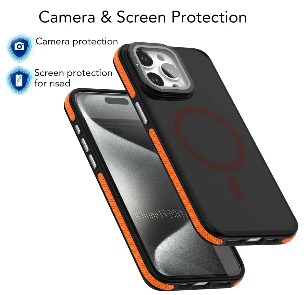 Luxury Matte Frosted Magnetic For Magsafe Phone Case For iPhone 16 15 17 Pro Max 14 13 12 11 Full Coverage Lens Stand Back Cover