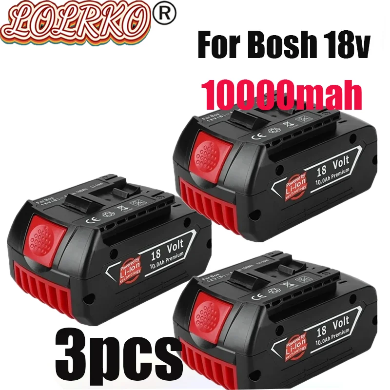 

18V 10Ah Rechargeable Li-ion Battery For Bosch 18V Power tool Backup 10000mah Portable Replacement BAT609 Indicator light