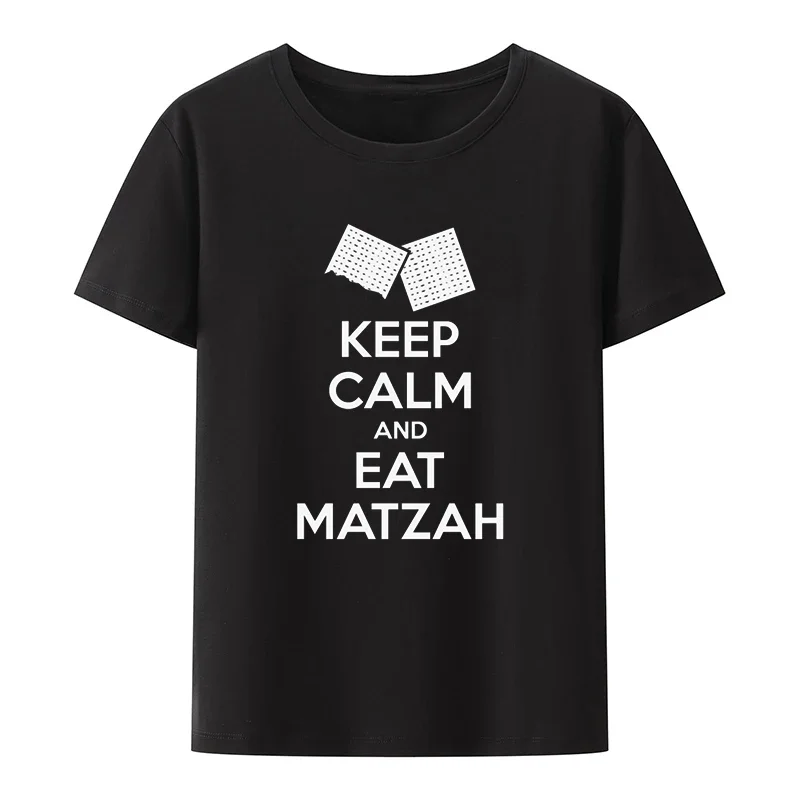 Keep Calm and Eat Matzah Funny Jewish Passover Shirt T-shirts Clothes Y2k Tops Women's Clothing Tshirt Hip-hop Loose Blusa