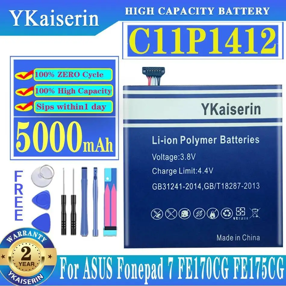 

For Asus Fonepad 7 FE170CG FE175CG FE171MG ME175CG Tablet Battery C11P1412 Safe 5000Mah Premium Replacement