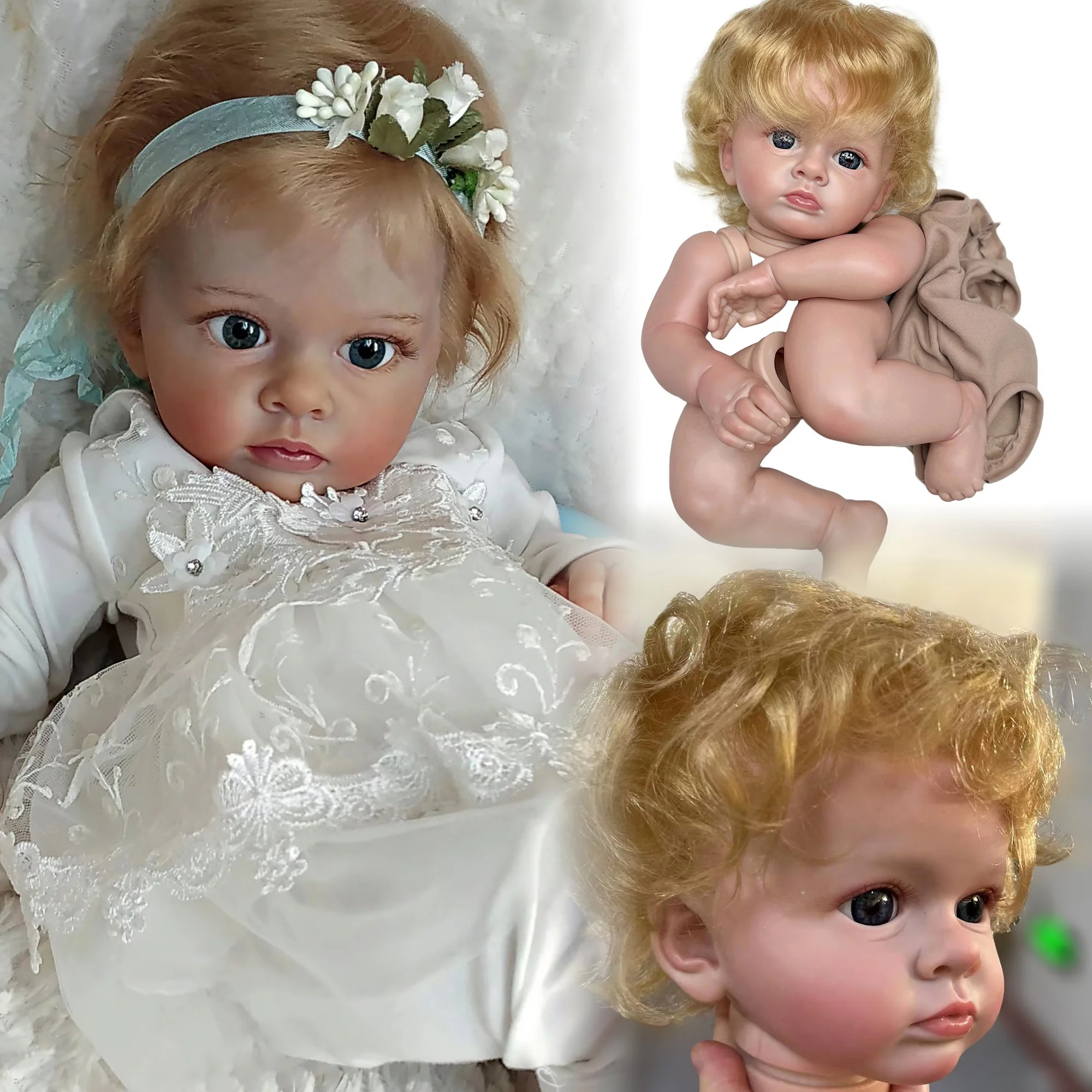 53cm Painted Tutti Reborn Doll Kits With Rooted Hair Handmade DIY Vinyl Kit Reborn Lifelike Real Bebe Reborn Sin Pintar