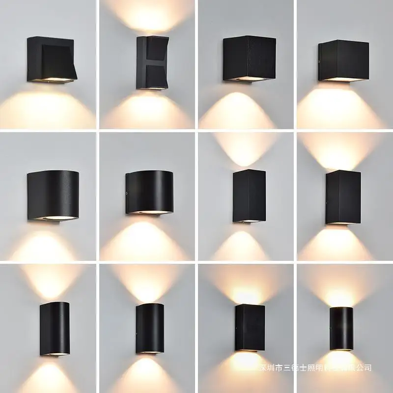 Lámpara de pared LED IP65, candelabro para exteriores, balcón, porche, jardín, patio, pasillo, decoración, iluminación, lámpara de noche interior, aluminio AC110V 220V