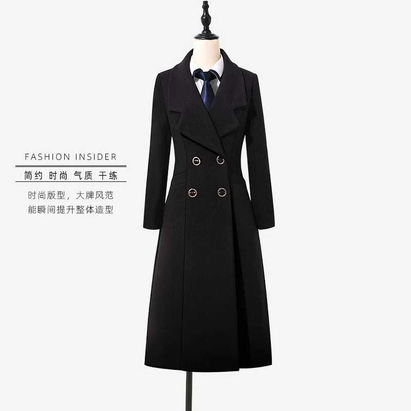 Professional tooling coat women's medium and long thickened jewelry store sales department front desk work clothes woolen