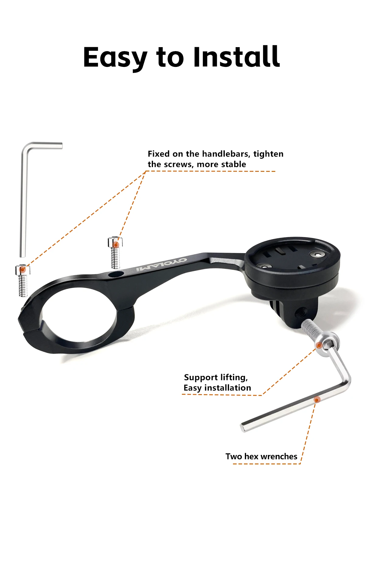 Scheinwerferhalterung aus Aluminiumlegierung, doppelseitige Montage, GPS-Fahrradcomputerhalterung, CYCLAMI S5 für GARMIN XOSS IGPSPORT MTB, Rennrad – Detail 9