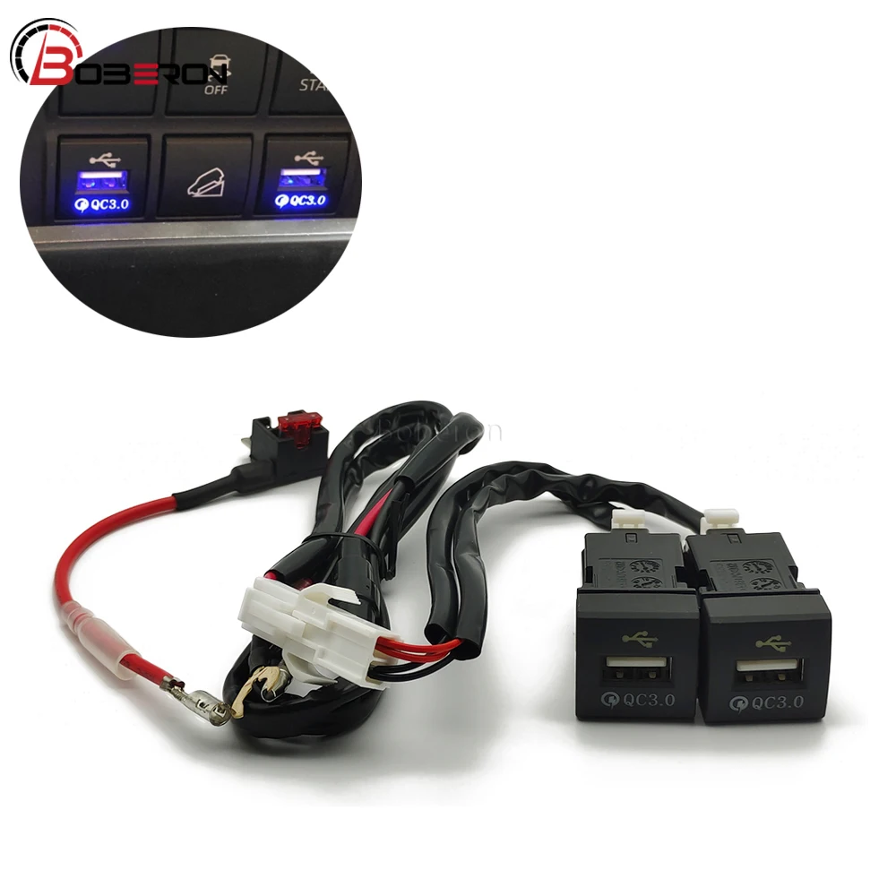 

12V/24V Car Fast Charge Dual QC3.0 USB Interface Socket Adapter For Prado Reiz Corolla RAV4 Camry Levin Accessories