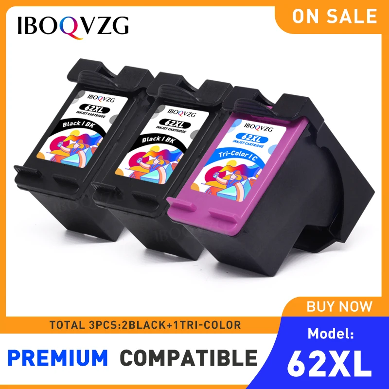 IBOQVZG Ink Cartridge 62XL Replacement For HP 62 XL For HP62 Officejet 5740 5741 5742 5743 5745 200 250 5744 5746 Printers