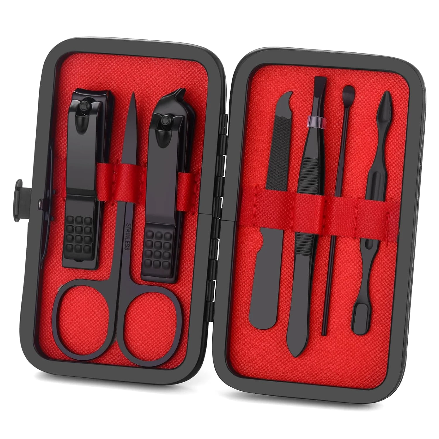 High-Quality, Stylish, Convenient Portable 7-Piece Leather Manicure Set for Mini Grooming - Nail Clippers & Beauty Tools - Perfe