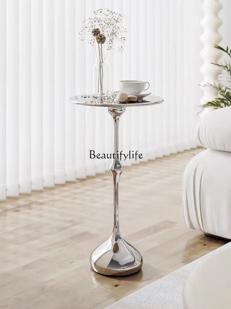 Minimal water drop small side table stainless steel mirror round small coffee table