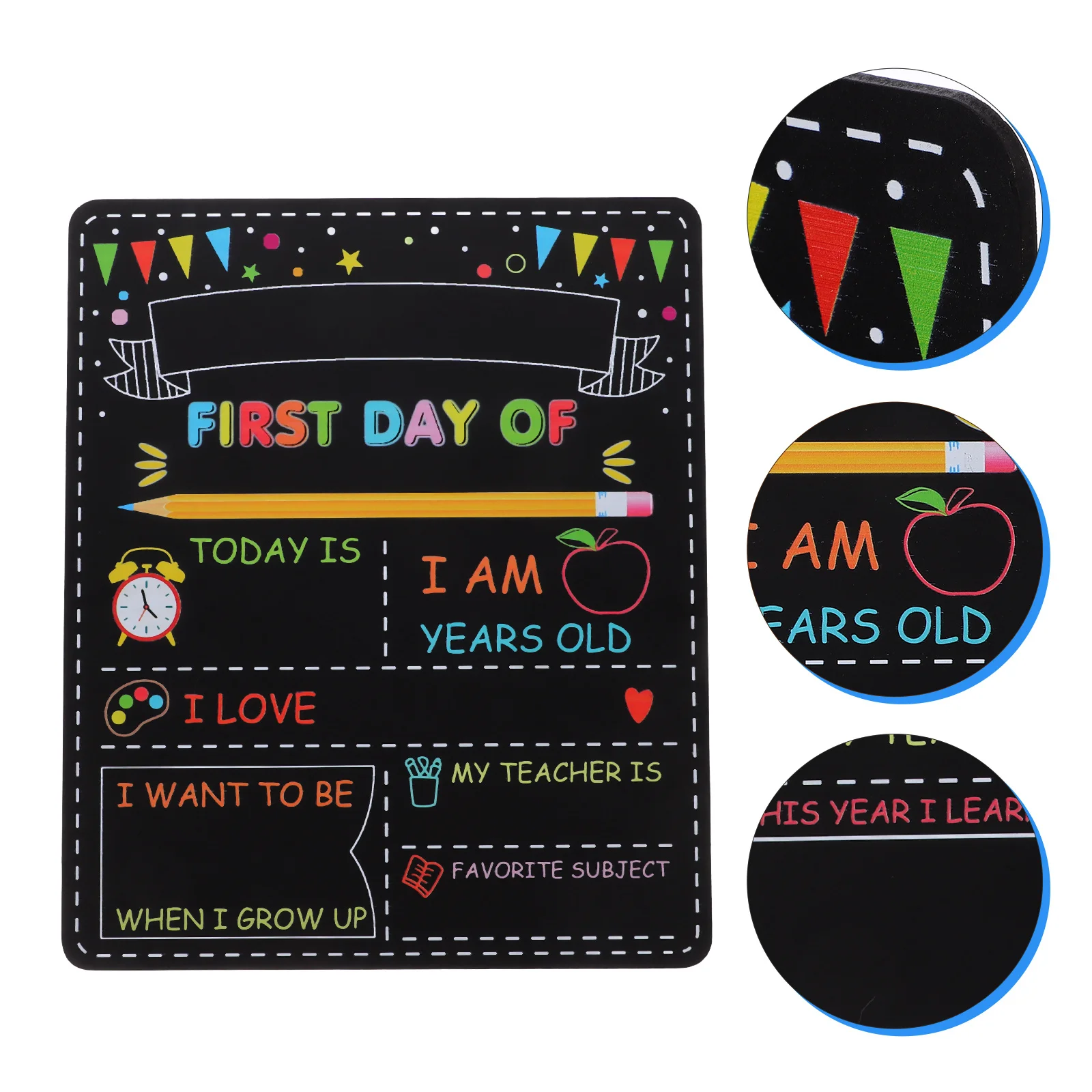 

Student Chalkboard Sign Reusable Waterproof Wood Day Of School Kids Preschool Kindergarten -12 Double