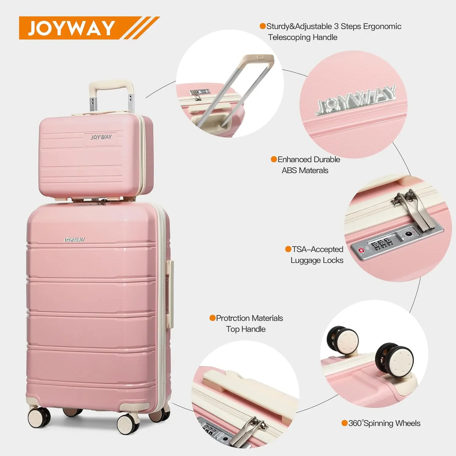 Joyway Travel Luggage Sets, Stylish Carry On Checked Suitcase Set,Sturdy Durable Scratch-resistant,TSA Lock,Spinner Wheels 3