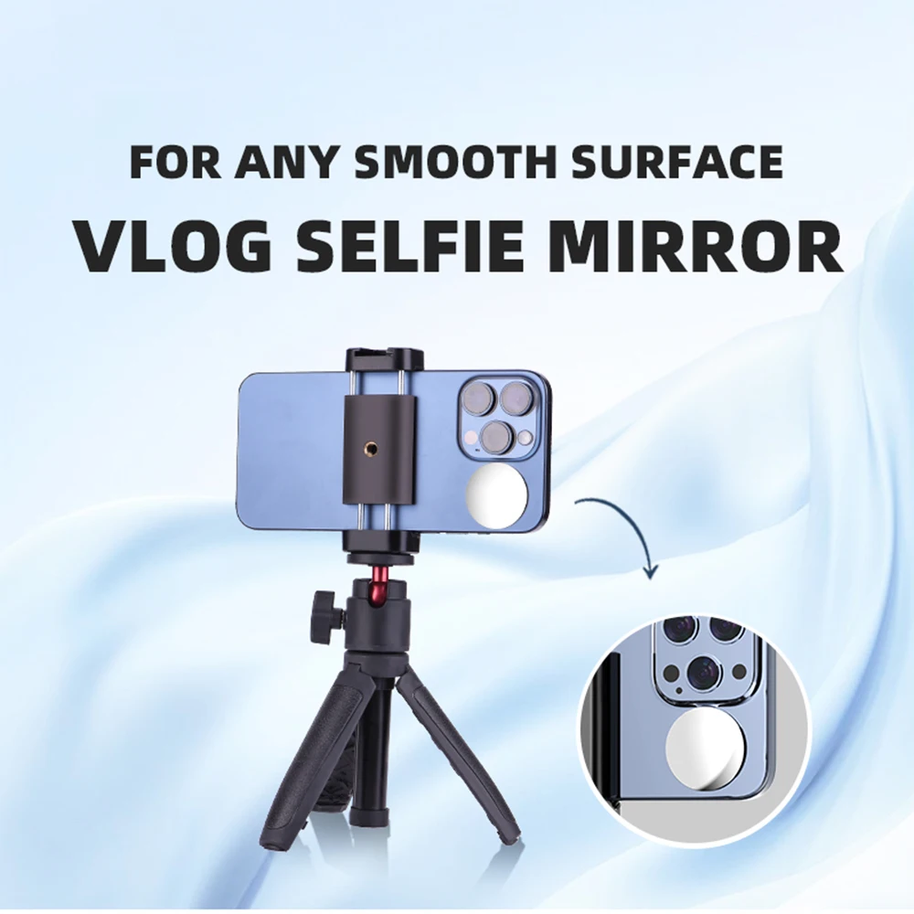 

Smartphone Selfie Vlog Mirror Vlog Selfie Mirror with Phone Clip Tripod Fill Light Mini Mirror Booster Selfie Stick Accessories