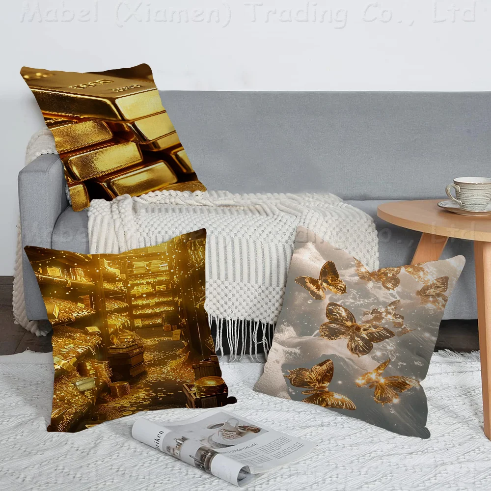 Gold Cushion Cover Car Throw Pillow Case For Sofa Car Christmas Gift 40x40cm 45x45cm