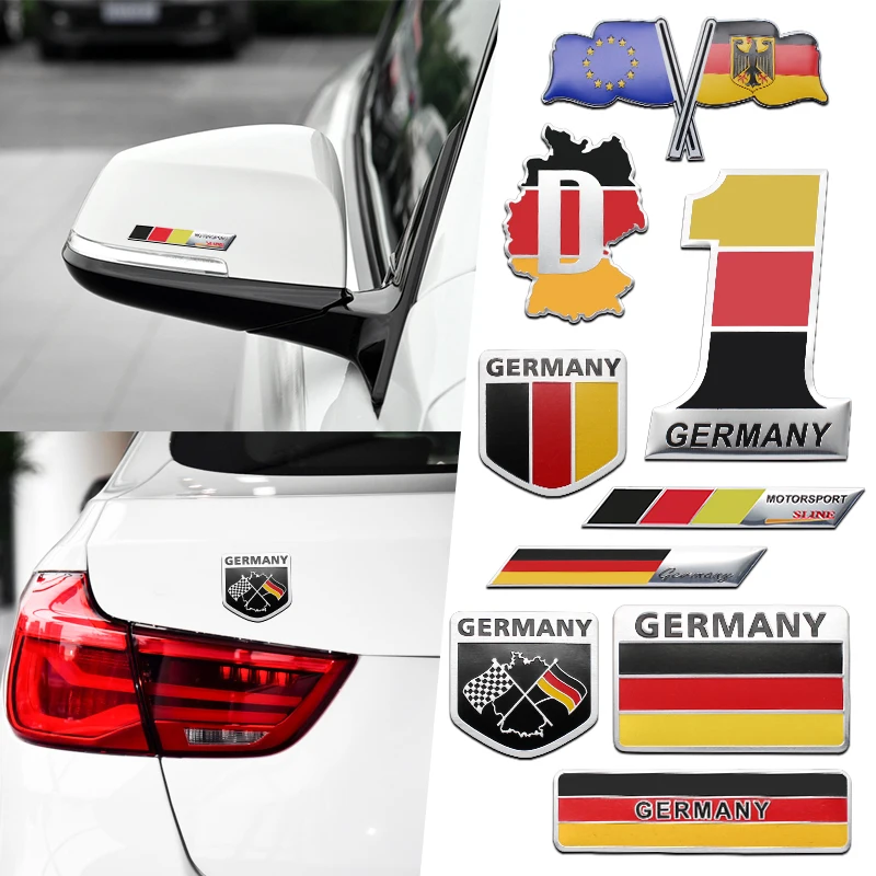 سيارة التصميم شعار ثلاثية الأبعاد الألومنيوم الألمانية شعار العلم ملصقات اكسسوارات الديكور ل Volkswagen مرسيدس Bez BMW سكودا أودي أوبل #5
