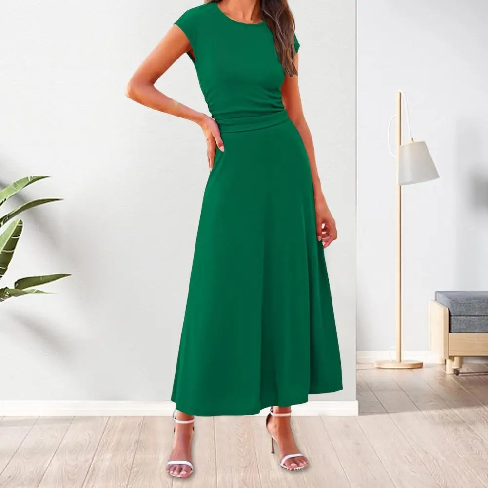 Commute Women Top +Skirt Set Knitted Flying Sleeves High Waist Casual Pleated A-line Ankle Length Skirt T-shirt Skirt Suit