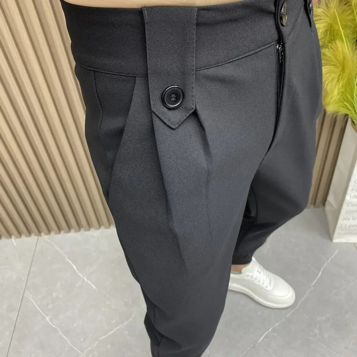 Pantalones ajustados de LICRA para hombre, pantalón corto de talla grande 9, estilo coreano, Formal, 2024