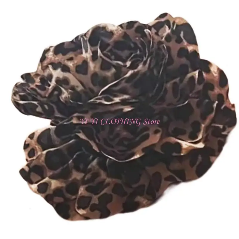 

N5KF Elegant Leopard Print Flower Hair Claw for Women Large Flower Hair Clip Comfortable Strong Hair Grip for Various Hairdos