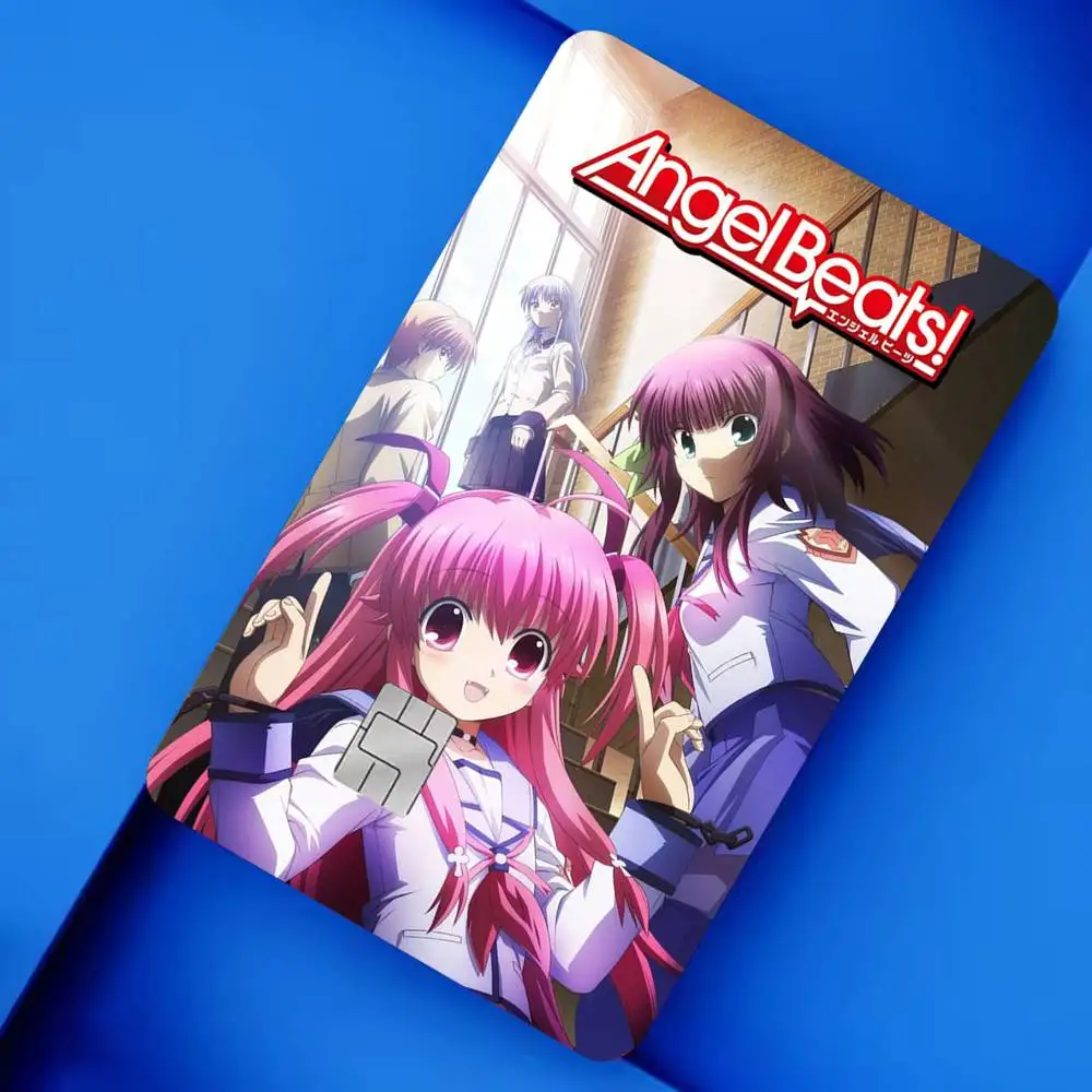 Angel Beats Emotional_Anime 4pcs 1Set Film Skin for Debit Credit Bank Visa Card Decal Cover