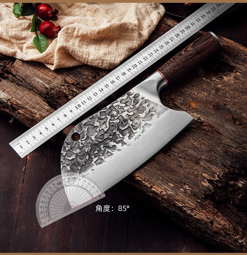 Forged Kitchen Knives Chopper Set Chef Knife Wood Handle Professional Meat Cleaver Steel Wrapped Around Solid Boning Knife