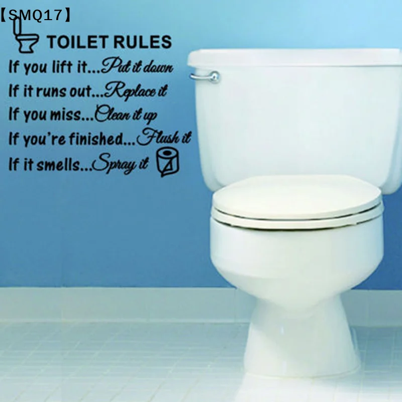 Home Bathroom Rules - Toilet Rules Bathroom Removable Wall Sticker